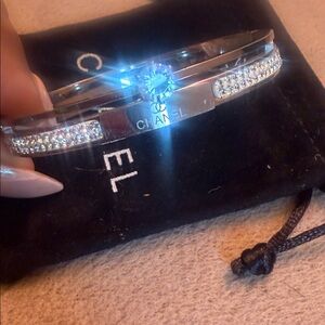 Silver Crystal Accent Bangle